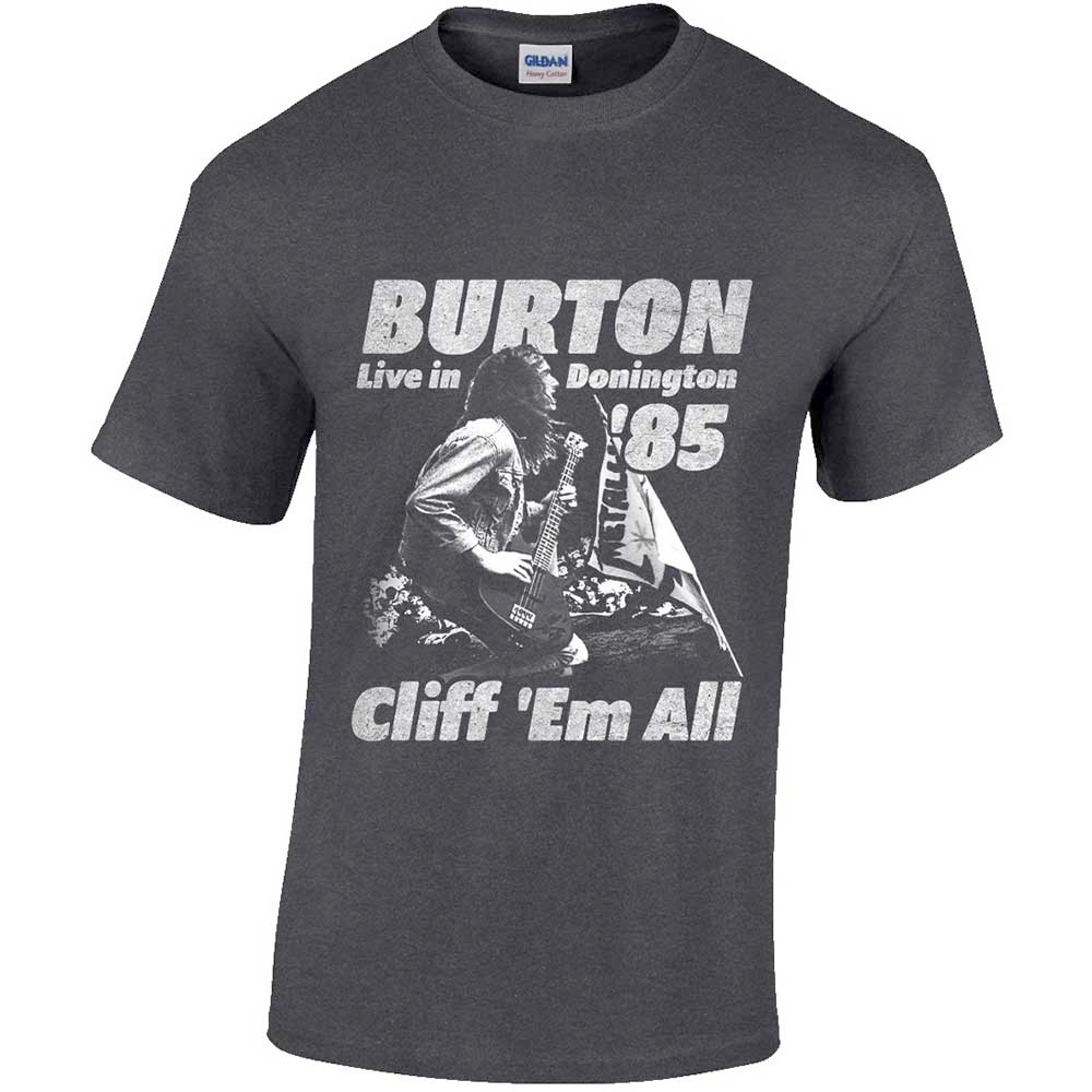 Cliff Burton - Flag Retro Heren Tshirt - Grijs